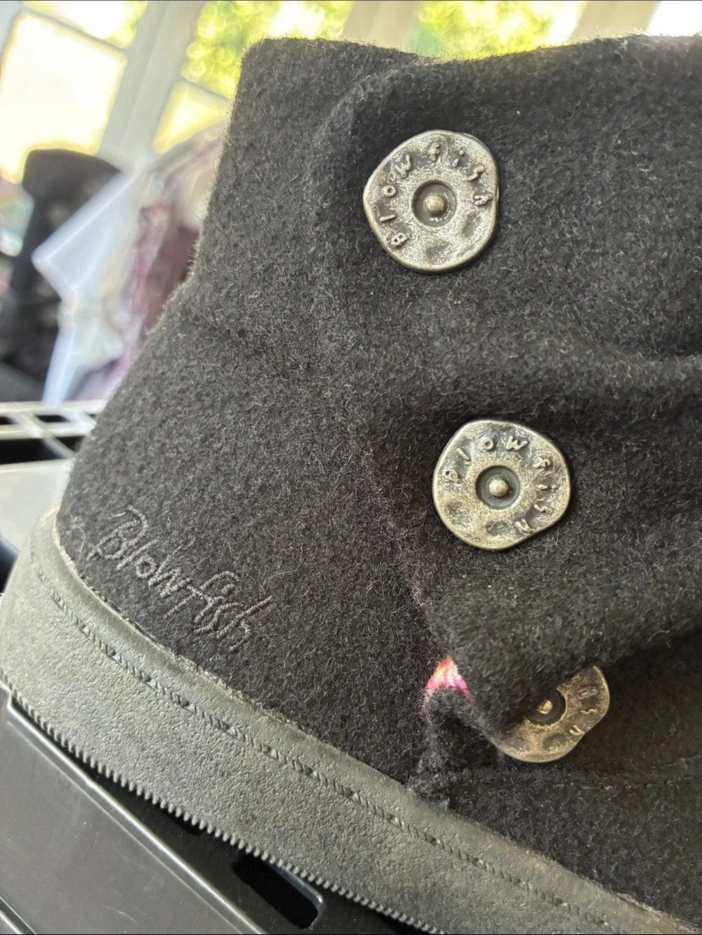 Blowfish Black Button-Accent Kids Boot